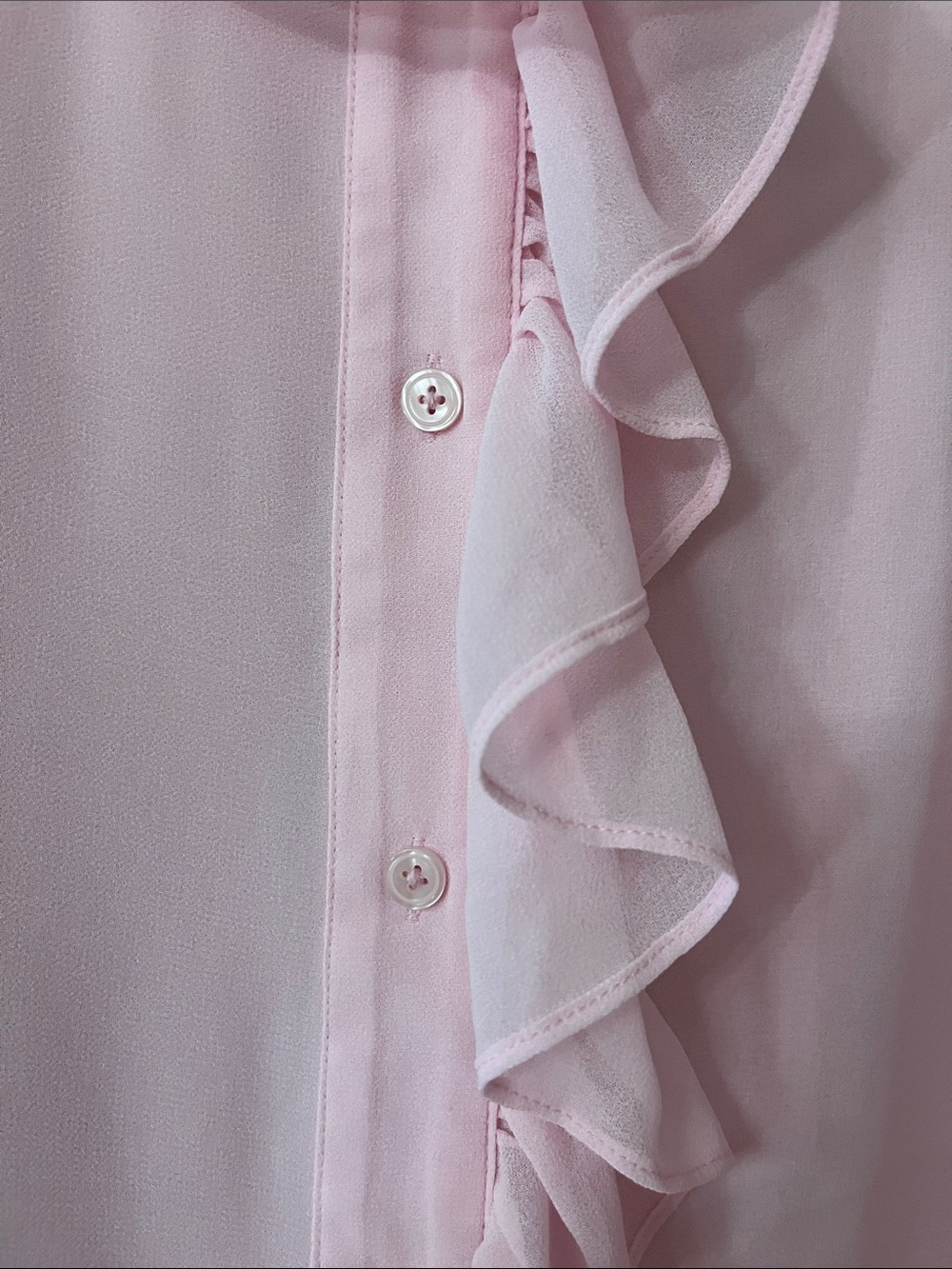 Talbots Light Pink Ruffle Front Blouse - Picture 5 of 6